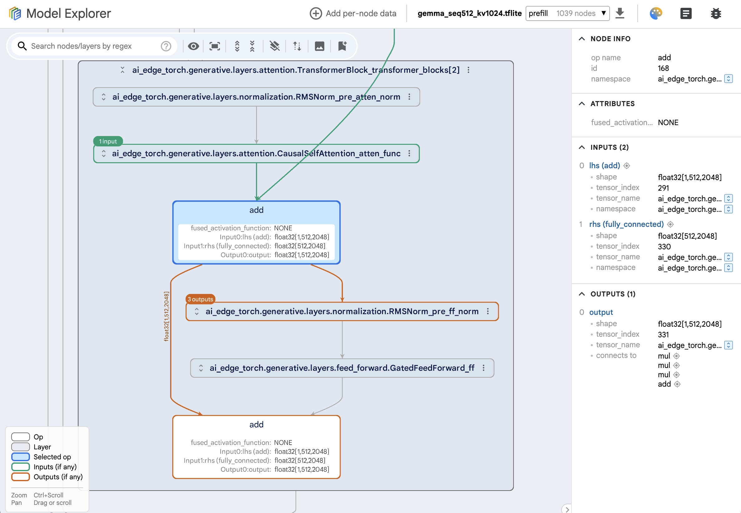 Esempio di utilizzo di Gemma in Model
Explorer