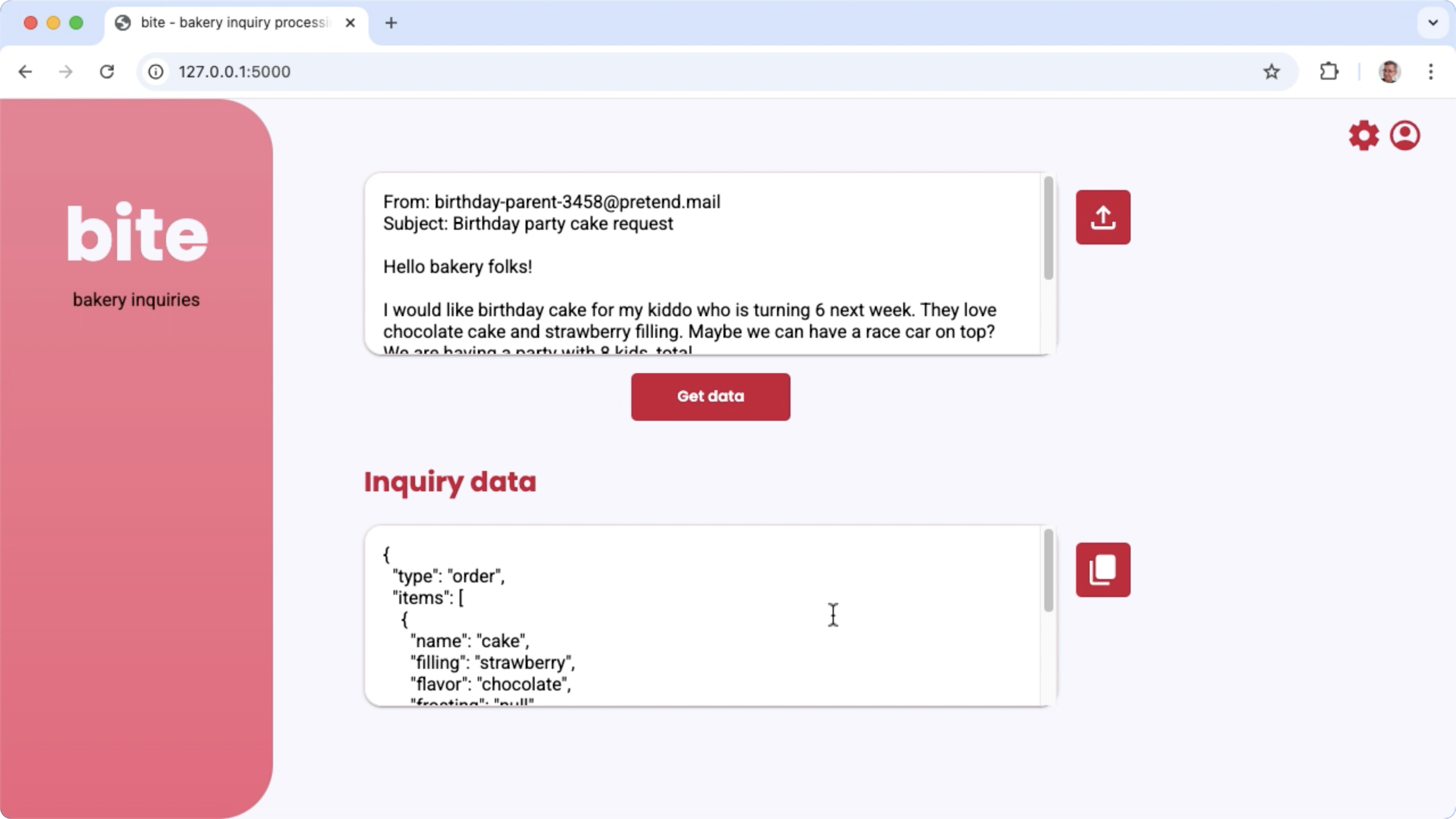 Screenshot dell&#39;interfaccia utente dell&#39;app web