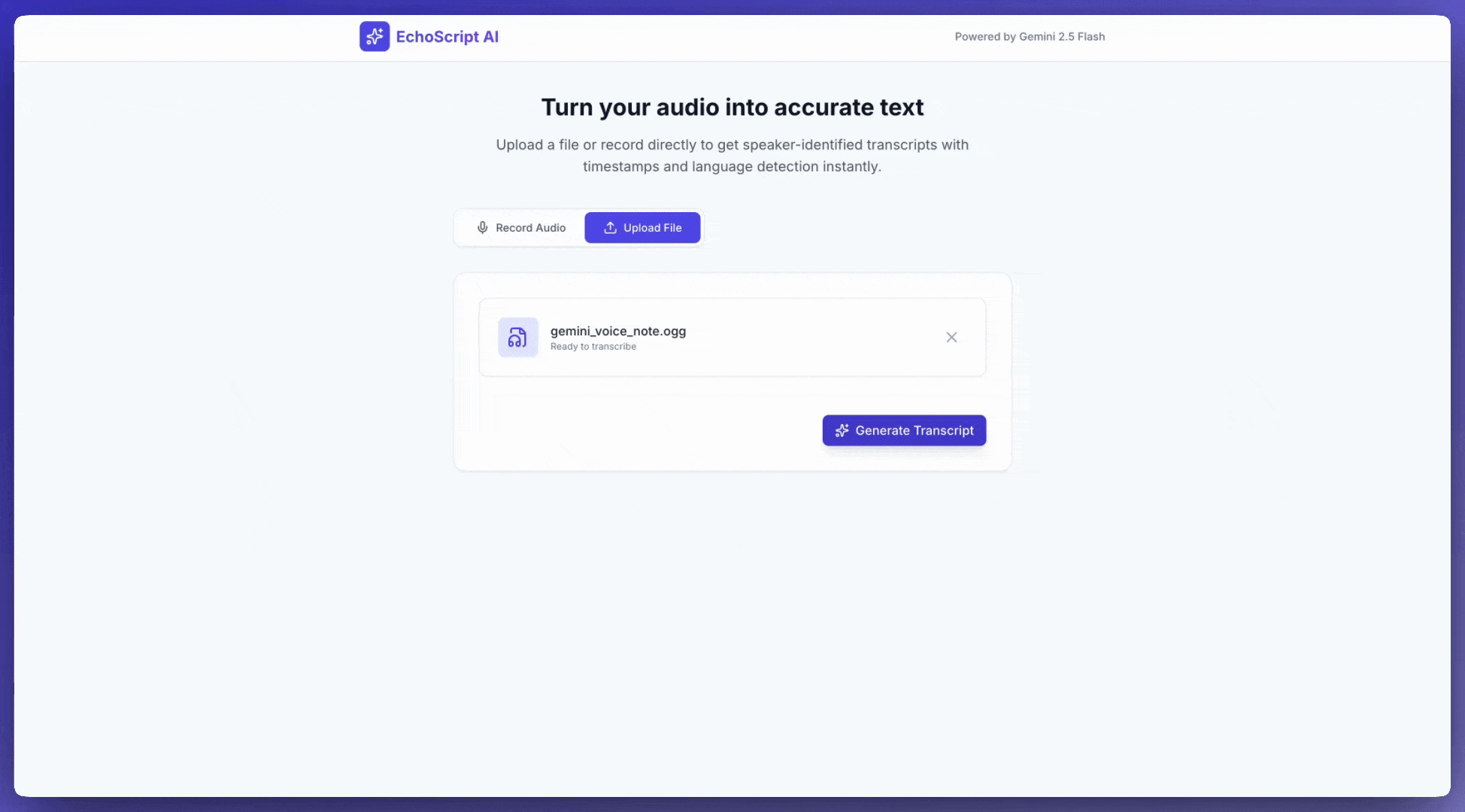 A multilingual audio transcription Gemini app