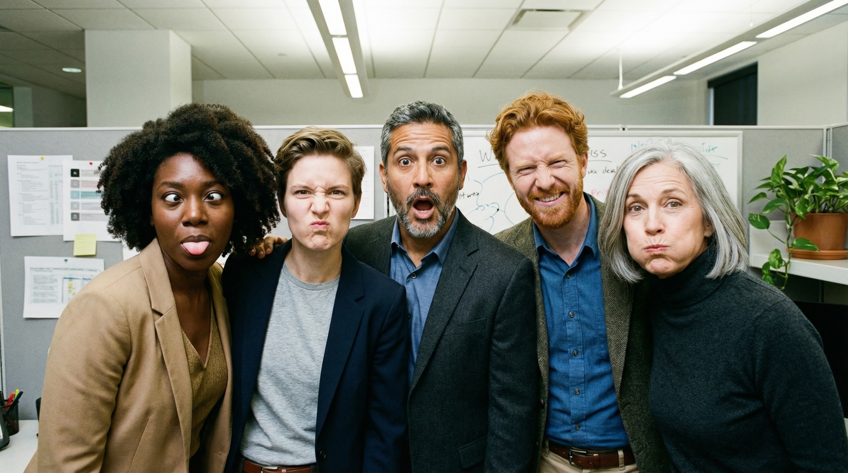 Foto di gruppo di un ufficio creata con l'AI