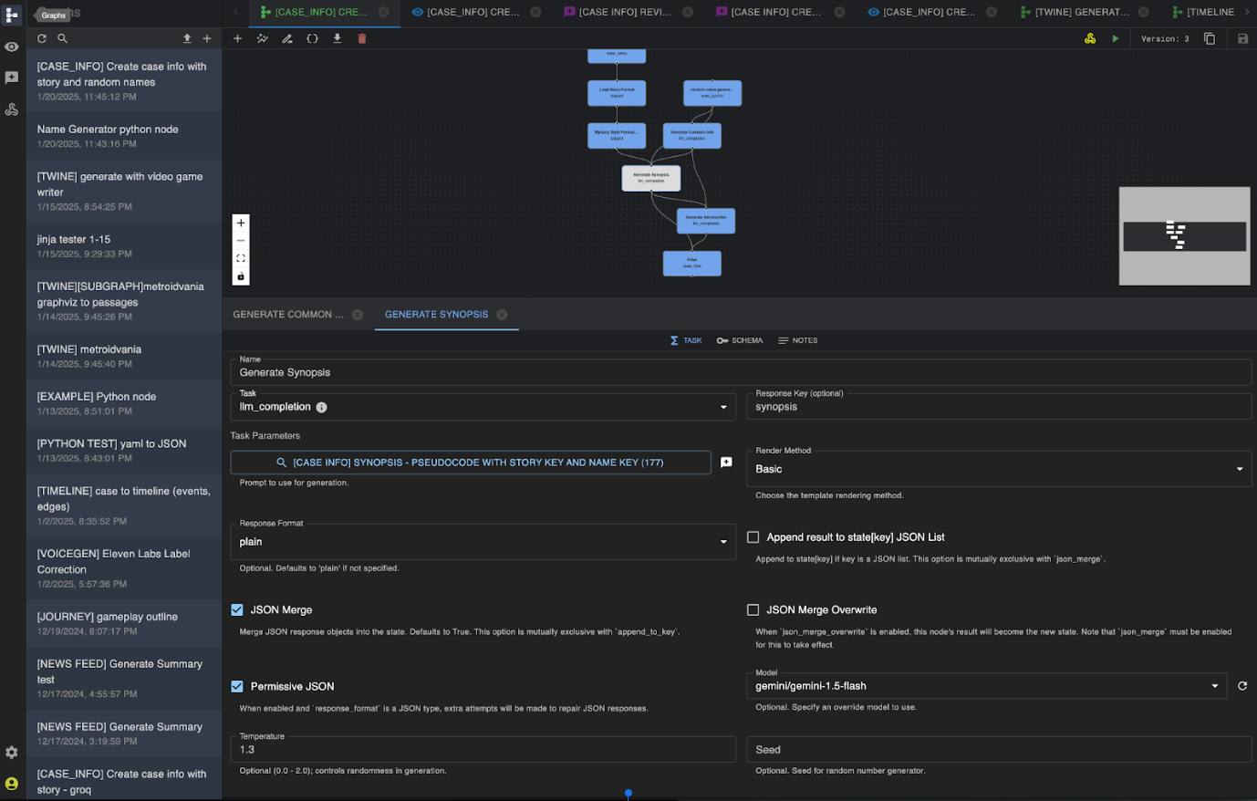 Screenshot di un&#39;applicazione di flusso di lavoro che configura un&#39;attività di IA denominata 